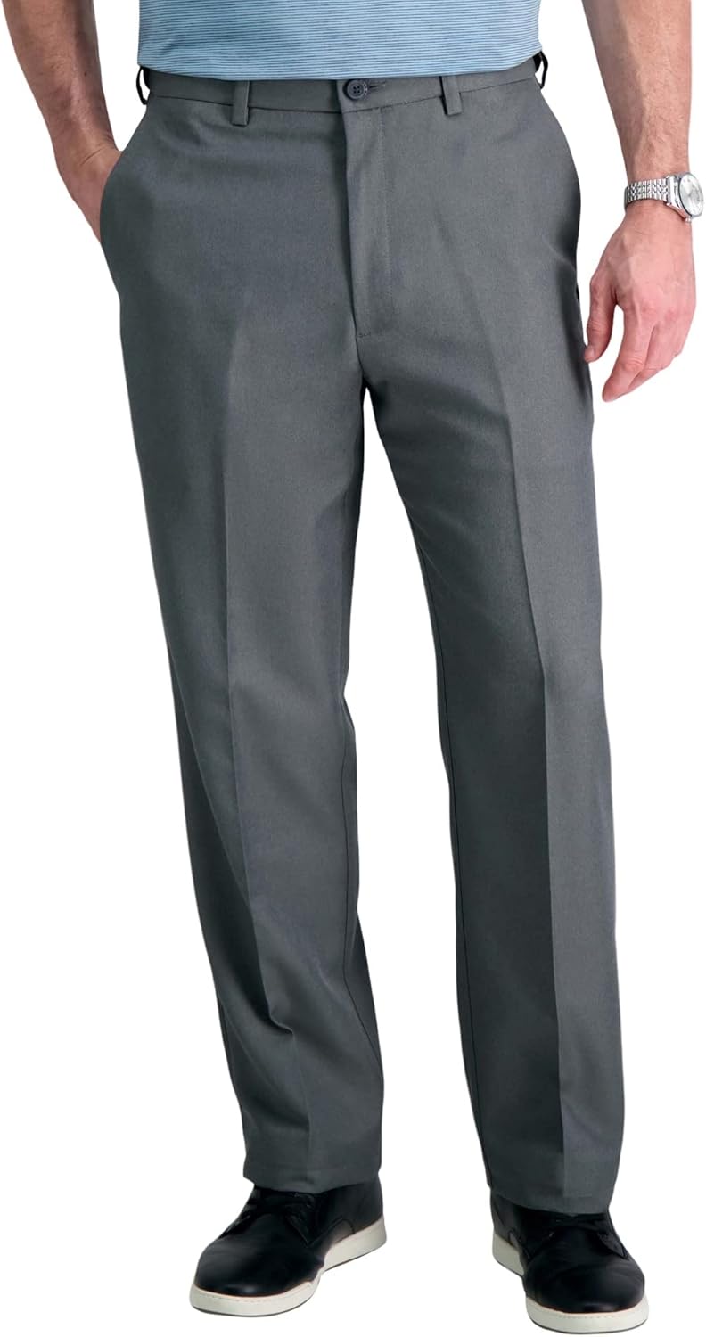 Men's  Classic Fit Flat Front Hidden Expandable Waistband Casual Pant
